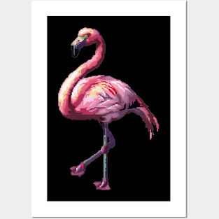 Flamingo in Pixel Form Posters and Art